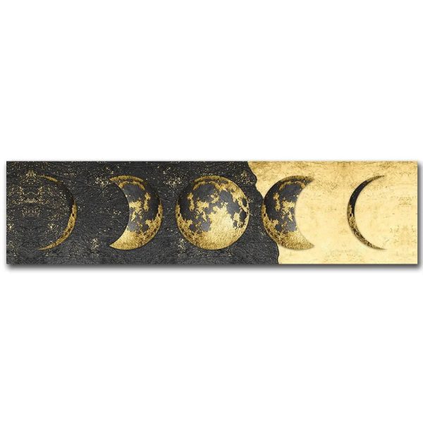 Pendulum av månens faser i guld och svart, som illustrerar månens olika faser med en elegant och vetenskaplig design.