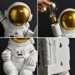 Astronautfigur med gyllene hjälm och vit dräkt, som illustrerar rymdutforskning.