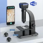 Anslutet digitalt mikroskop med WiFi, kompatibelt med smartphone, utrustat med två objektiv (500x och 2000x), perfekt för vetenskap och forskning.