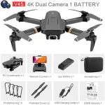 Quadcopter-drönare 4K med batteri, fjärrkontroll, tillbehör och förvaringsväska för flygfotografi och fritid.