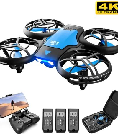 Quadcopter-drönare med 4K kamera, fjärrkontroll och tillbehör för luftfotografering, idealisk för högupplöst foto och video.