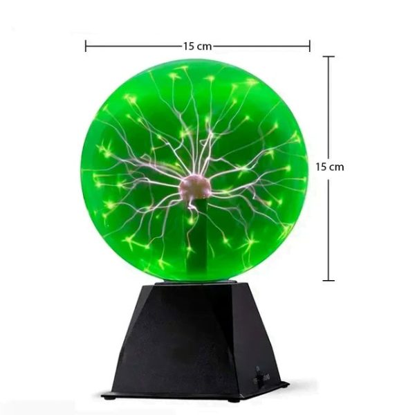 Plasma-lampa på 15 cm, vetenskaplig dekoration med dynamiska ljuseffekter, idealisk för en originell och pedagogisk inredning.