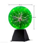 Vetenskaplig elektrisk lampa i grönt glas med lysande filament, idealisk för vetenskaplig eller studiemiljö.