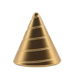Pyramid i gyllene metall, dekorationsobjekt inspirerat av vetenskap, perfekt för att försköna ett utrymme med en modern och elegant touch.