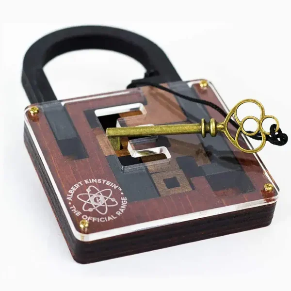 Säkerhetslås i fyrkantig form med antik nyckel, symbol för vetenskap och säkerhet, perfekt för vetenskaplig dekoration eller som en originell accessoar.