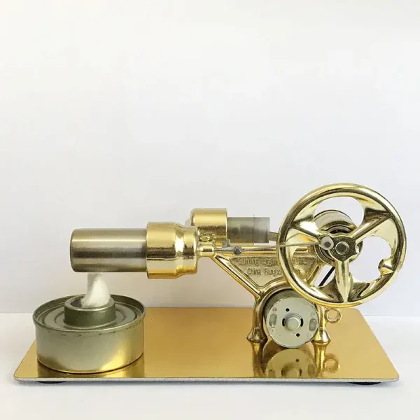 Miniatyrteleskop i förgyllt mässing med fokuseringshjul, monterat på en bas av förgyllt metall, perfekt för vetenskaplig dekoration eller som samlarobjekt.