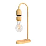 Designad skrivbordslampa i trä med Edison-glödlampa, idealisk för vetenskaplig eller industriell inredning.