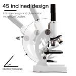 Mikroskop med lutande design på 45°, vilket ger optimal komfort för långvarig observation. Perfekt för laboratorier och vetenskaplig forskning.