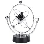 Dekorativ klocka inspirerad av atomen med metallstruktur och partikelformade element, perfekt för kontors- eller vetenskaplig inredning.