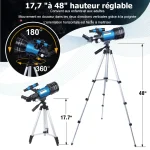 Astronomisk kikare med justerbart stativ, idealisk för att observera natthimlen, lätt att hantera med en justerbar höjd upp till 48 tum, perfekt för nybörjare och entusiaster.