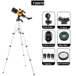 Tillbehör för astronomiskt teleskop, telefonstöd, 45° spegel, månfilter, okular, Bard-membran.