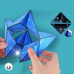 Magnetisk geometrisk panel i form av en diamant med ljuseffekter och elektriska effekter.