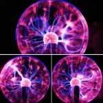 Bild av en färgad plasma-blixt med lila och rosa elektriska urladdningar, som illustrerar ett spektakulärt vetenskapligt fenomen.