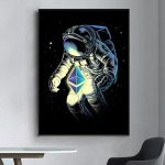 Illustration av en astronaut som svävar i rymden, hållande den lysande Ethereum-logotypen, som symboliserar kopplingen mellan rymdutforskning och blockchain-teknologi.