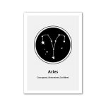 Illustration av stjärnbilden Väduren med stjärnor och linjer som kopplar samman stjärnorna, som representerar det astrologiska tecknet Väduren.