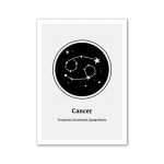 Illustration av det astrologiska tecknet Kräftan med stjärnbild, symbol och beskrivning.