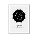 Illustration av det astrologiska tecknet Stenbocken med stjärnbild, som symboliserar ansvar, disciplin och självständighet.