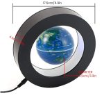 3D-jordvisare med LED-belysning, som visar en karta över jorden i en modern cirkulär ram.