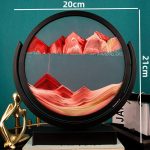 3D-geologisk modell som föreställer färgglada berg i en svart cirkelram, idealisk för vetenskaplig och pedagogisk inredning.