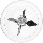 Transparent glasvas med tre flytande höstblad inuti, placerad på en vit yta. Idealisk för vetenskaplig eller konstnärlig dekoration.