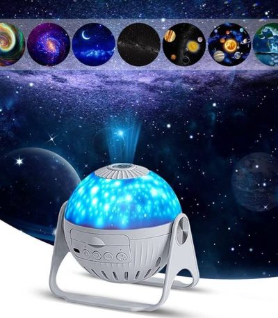 Stjärnprojektor med kosmiskt design, perfekt för vetenskaplig inredning och avkopplande atmosfär. Skapa en rymdatmosfär i ditt hem med denna innovativa lampa.