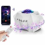 Innovativ vetenskaplig högtalare med ljusprojektion och musikströmning via smartphone, perfekt för vetenskaplig dekoration och atmosfär.