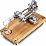 Metallångpistol för vetenskapliga experiment, monterad på en träställning, idealisk för pedagogiska demonstrationer och laboratorieaktiviteter.