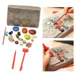 Grävsten för barn med verktyg för att upptäcka mineraler och fossiler, utbildande vetenskapligt spel.