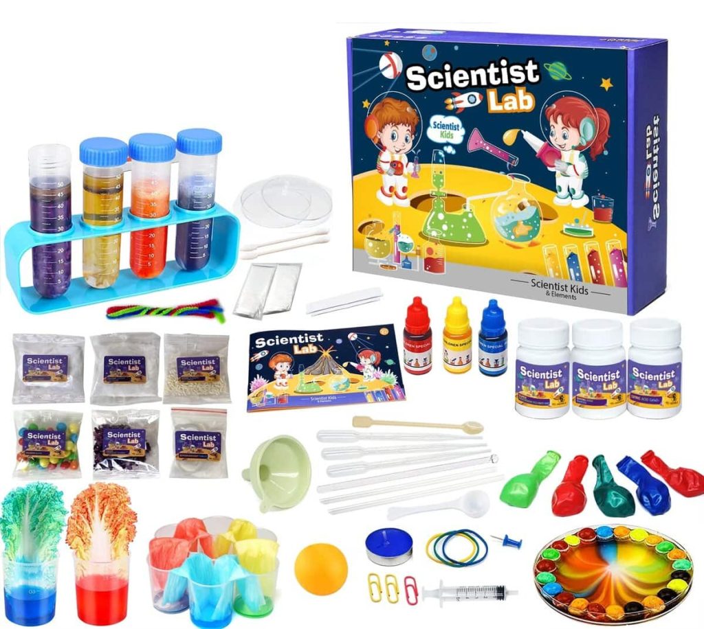 Vetenskapligt kit för kemi- och fysikexperiment.