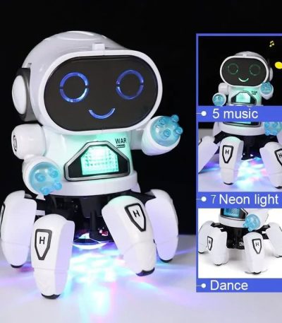 Interaktiv utbildningsrobot för barn med musik, neonlys och dans. Perfekt för att stimulera kreativitet och lärande hos unga, denna roliga robot erbjuder flera lekfulla funktioner.