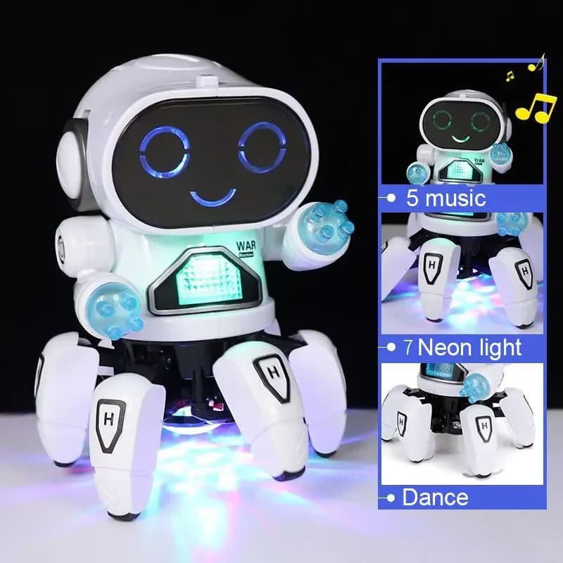 Interaktiv utbildningsrobot för barn med musik, neonlys och dans. Perfekt för att stimulera kreativitet och lärande hos unga, denna roliga robot erbjuder flera lekfulla funktioner.