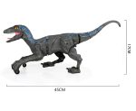 Modell av en 45 cm lång och 17 cm hög robotisk T-Rex med realistiska detaljer och rörlighet för vetenskaplig eller utbildande dekoration.