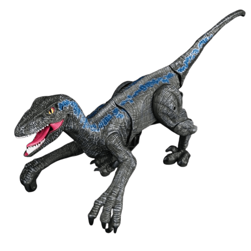 Figur av en rörlig T-Rex i plast, realistisk modell med färgglada detaljer, idealisk för vetenskaplig dekoration eller samling.