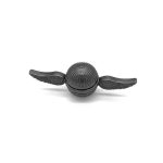 Originell nyckelring i form av en sfär med vingar i svart metall, perfekt för vetenskaps- och dekorationsentusiaster. En unik accessoar som förenar stil och vetenskaplig passion.