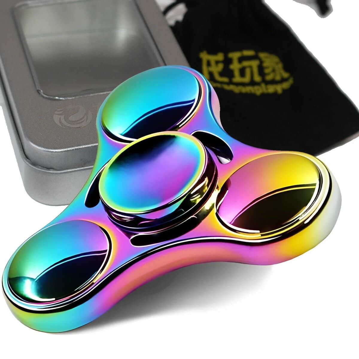 Multifärgad holografisk antistressspinner i metall.