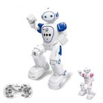 Programmerbar utbildningsrobot för barn med fjärrkontroll och interaktiva funktioner.