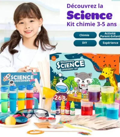 Sats med vetenskapliga experiment för barn från 3 till 5 år, inklusive produkter för kemiska experiment, föräldra-barn-aktiviteter, DIY och vetenskaplig upptäckte.