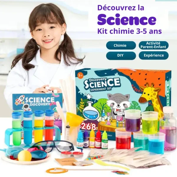 Sats med vetenskapliga experiment för barn från 3 till 5 år, inklusive produkter för kemiska experiment, föräldra-barn-aktiviteter, DIY och vetenskaplig upptäckte.