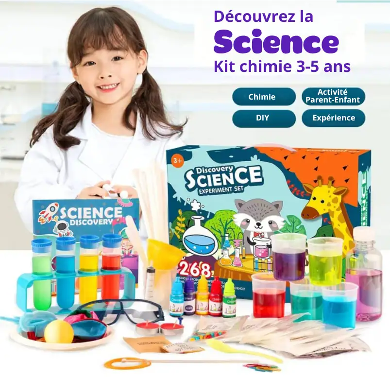 Sats med vetenskapliga experiment för barn från 3 till 5 år, inklusive produkter för kemiska experiment, föräldra-barn-aktiviteter, DIY och vetenskaplig upptäckte.