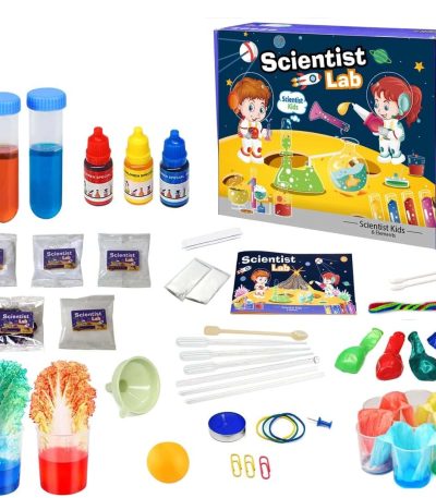 Set med vetenskapliga experiment för barn med tillbehör.