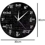 Väggklocka med vetenskapligt tema, siffror och matematiska formler, perfekt för kontors- eller studiemiljö, diameter 30 cm.
