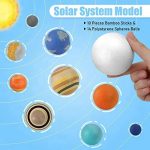 Solpolmodell med skumplaneter, inklusive 10 bambupinnar och 14 polystyrenkulor för att illustrera solsystemet.