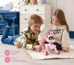 Rosa robot hundleksak för barn, idealisk för att utveckla hjärnan och främja samarbete.