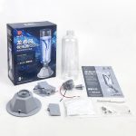 Kit för simulering av vattenvirvel med flaska, motor och tillbehör för utbildande och vetenskapliga experiment.