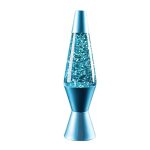 Lava-lampa i form av en vas med blå vätska och bubblor, modern vetenskaplig dekoration.