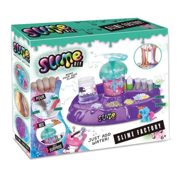 DIY slime-tillverkningskit med färgglada tillbehör för att skapa personliga slimes, idealiskt för barn från 6 år, främjar kreativitet och vetenskapligt lärande.