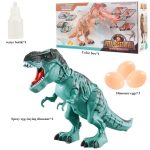 T-Rex dinosaurieleksak med ägg och färgglad låda.