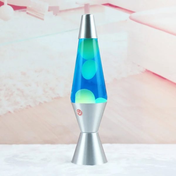 Dekorativ lampa i form av en Lava-vase med färgglada ljuseffekter, idealisk för modern och originell dekoration.