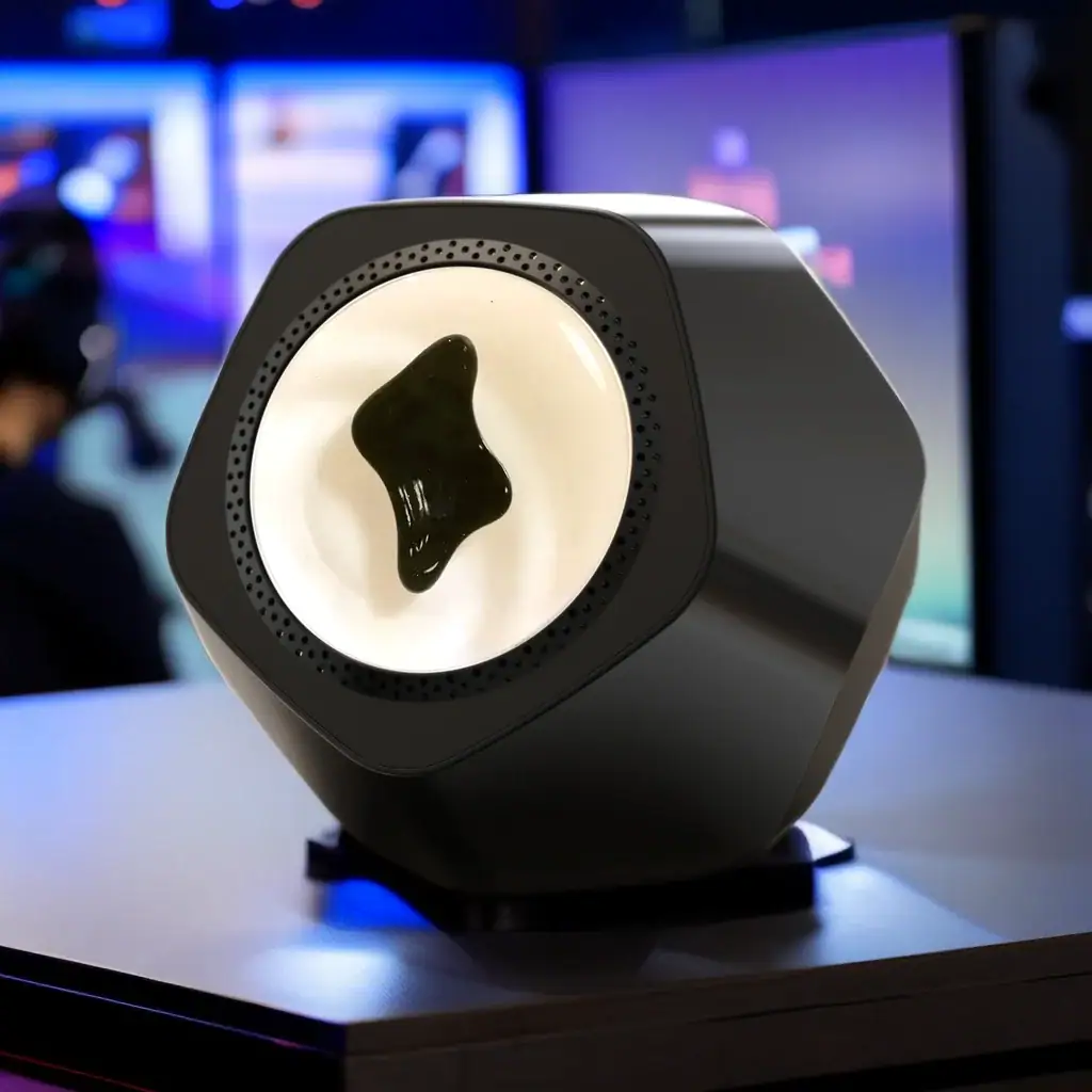 Modern vetenskaplig dekorationslampa med unik design, idealisk för ett laboratorium eller ett tematiskt vetenskapligt dekorationsutrymme.