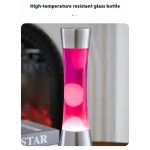 Transparent glasvas med rosa LED-lampor, elegant design, värmebeständig, idealisk för vetenskaplig eller modern inredning.